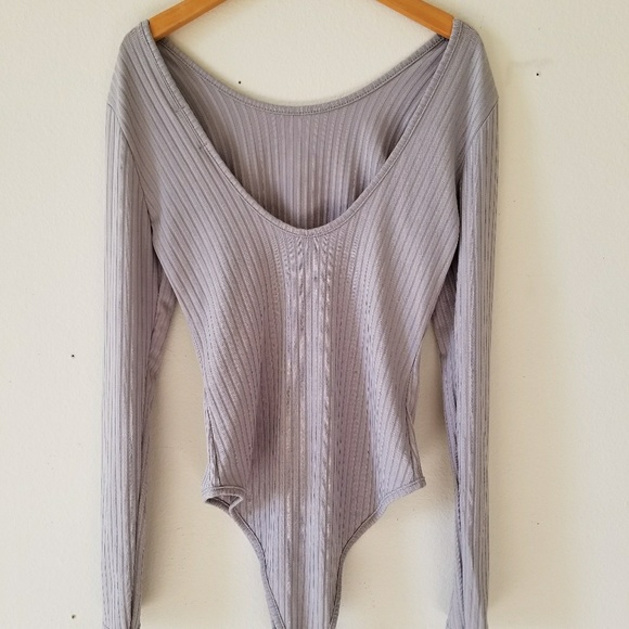 Ribbed Grey Bodysuit - Picture 3 of 4